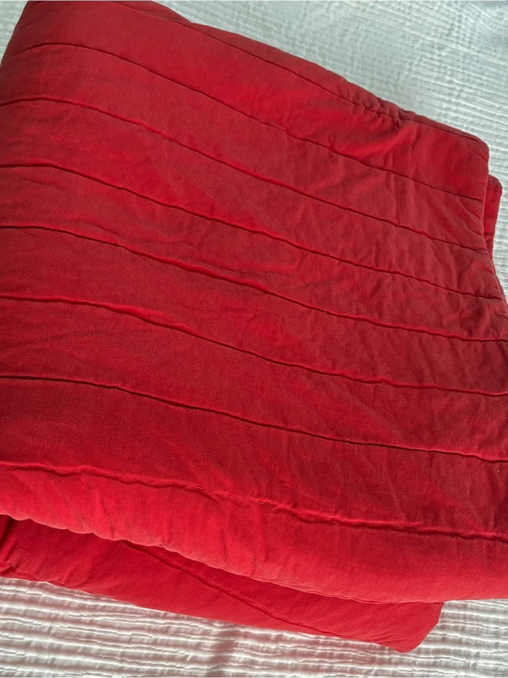 Pottery Barn Kids Red Twin Size Quilt Yellow, Blue and White Stripes